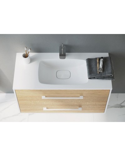 Тумба под раковину Aqwella 5 Stars Маями 75 MAI0175 подвесная Белая Дуб сонома