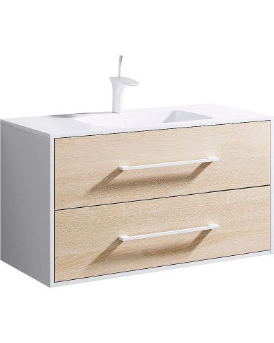 Тумба под раковину Aqwella 5 Stars Маями 100 MAI0110 подвесная Белая Дуб сонома