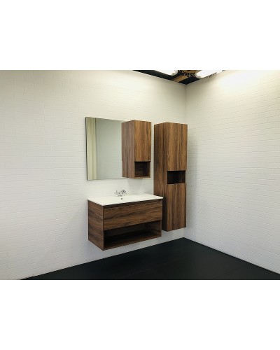 Тумба с раковиной Comforty Бордо 90 00-00006671 подвесная Дуб темно-коричневый