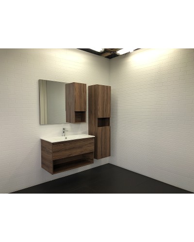 Тумба с раковиной Comforty Бордо 90 00-00006671 подвесная Дуб темно-коричневый