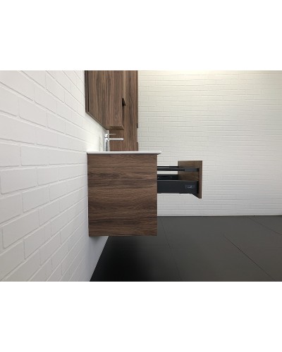 Тумба с раковиной Comforty Бордо 90 00-00006671 подвесная Дуб темно-коричневый