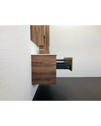 Тумба с раковиной Comforty Бордо 90 00-00006671 подвесная Дуб темно-коричневый