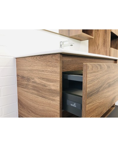 Тумба с раковиной Comforty Бордо 90 00-00006671 подвесная Дуб темно-коричневый