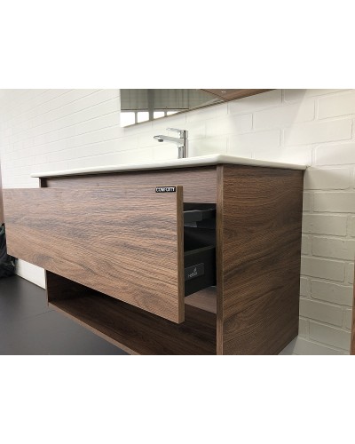 Тумба с раковиной Comforty Бордо 90 00-00006671 подвесная Дуб темно-коричневый