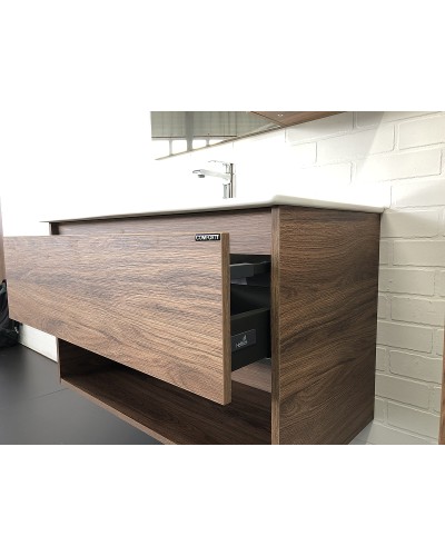 Тумба с раковиной Comforty Бордо 90 00-00006671 подвесная Дуб темно-коричневый