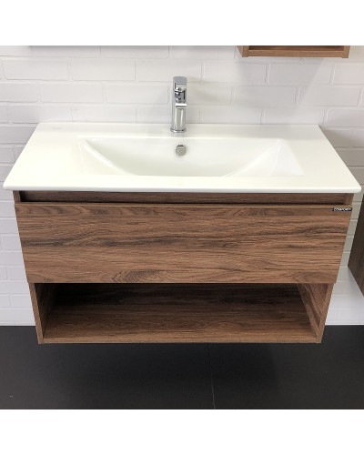 Тумба с раковиной Comforty Бордо 90 00-00006671 подвесная Дуб темно-коричневый