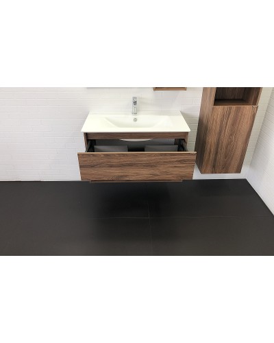 Тумба с раковиной Comforty Бордо 90 00-00006671 подвесная Дуб темно-коричневый