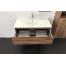 Тумба с раковиной Comforty Бордо 90 00-00006671 подвесная Дуб темно-коричневый