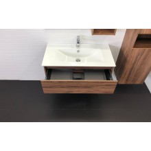 Тумба с раковиной Comforty Бордо 90 00-00006671 подвесная Дуб темно-коричневый