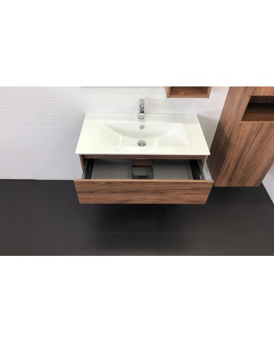 Тумба с раковиной Comforty Бордо 90 00-00006671 подвесная Дуб темно-коричневый
