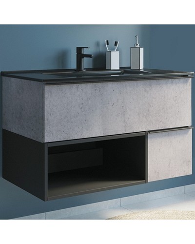 Тумба с раковиной Comforty Франкфурт 90 00-00006503 подвесная Бетон светлый