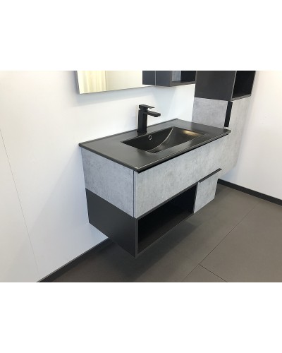 Тумба с раковиной Comforty Франкфурт 90 00-00006503 подвесная Бетон светлый