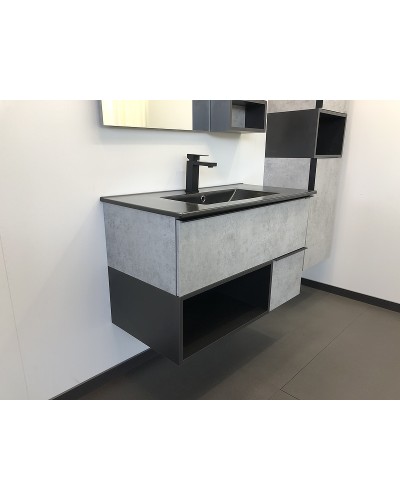 Тумба с раковиной Comforty Франкфурт 90 00-00006503 подвесная Бетон светлый