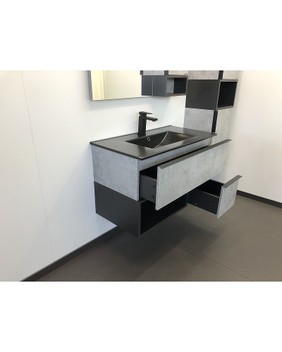 Тумба с раковиной Comforty Франкфурт 90 00-00006503 подвесная Бетон светлый