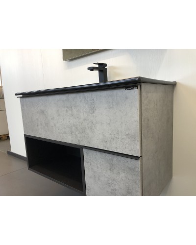 Тумба с раковиной Comforty Франкфурт 90 00-00006503 подвесная Бетон светлый