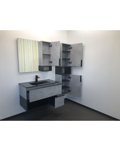 Тумба с раковиной Comforty Франкфурт 90 00-00006503 подвесная Бетон светлый