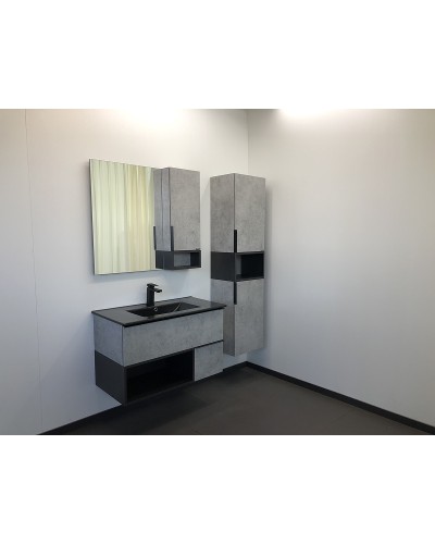 Тумба с раковиной Comforty Франкфурт 90 00-00006503 подвесная Бетон светлый