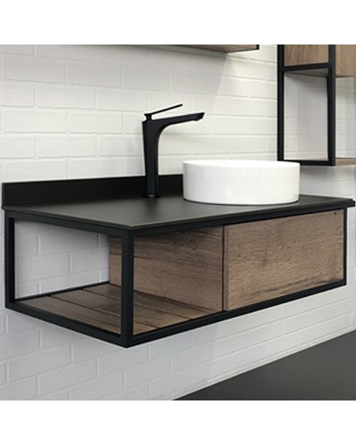 Тумба с раковиной Comforty Лиссабон 95 00-00006558 подвесная Дуб темный