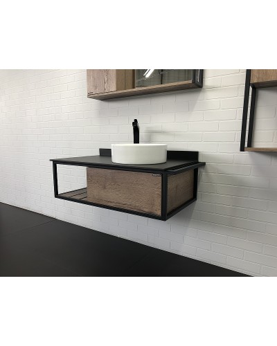 Тумба с раковиной Comforty Лиссабон 95 00-00006558 подвесная Дуб темный