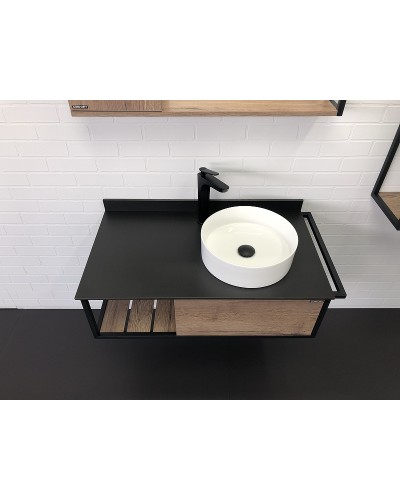 Тумба с раковиной Comforty Лиссабон 95 00-00006558 подвесная Дуб темный