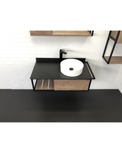 Тумба с раковиной Comforty Лиссабон 95 00-00006558 подвесная Дуб темный