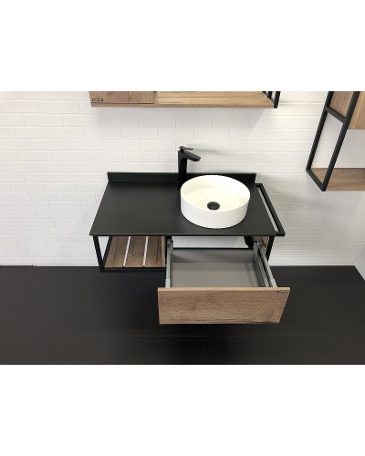 Тумба с раковиной Comforty Лиссабон 95 00-00006558 подвесная Дуб темный