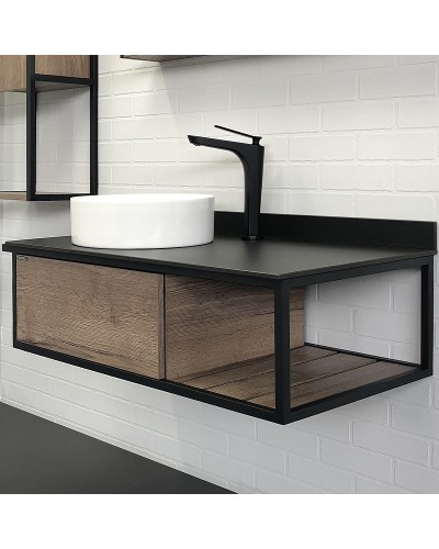 Тумба с раковиной Comforty Лиссабон 95 00-00006269 подвесная Дуб темный
