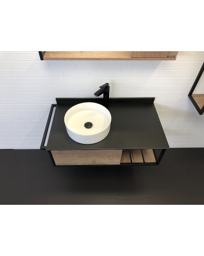 Тумба с раковиной Comforty Лиссабон 95 00-00006269 подвесная Дуб темный