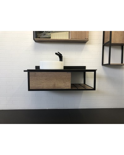 Тумба с раковиной Comforty Лиссабон 95 00-00006269 подвесная Дуб темный