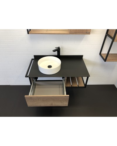 Тумба с раковиной Comforty Лиссабон 95 00-00006269 подвесная Дуб темный