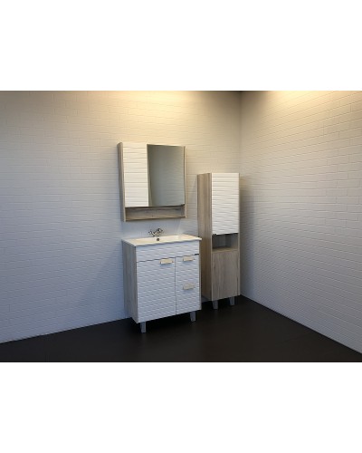 Тумба с раковиной Comforty Клеон 75Н 00-00004758 Белая Дуб дымчатый