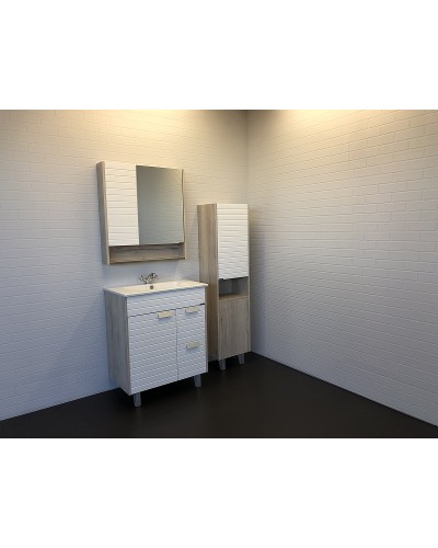 Тумба с раковиной Comforty Клеон 75Н 00-00004758 Белая Дуб дымчатый