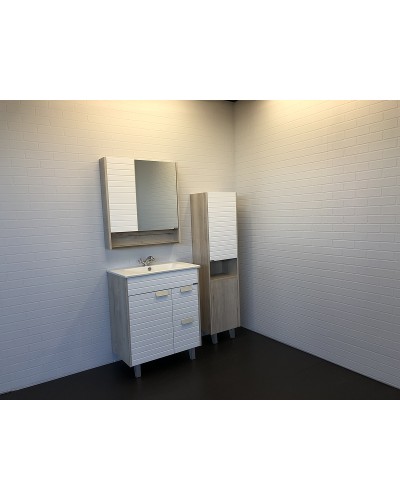 Тумба с раковиной Comforty Клеон 75Н 00-00004758 Белая Дуб дымчатый