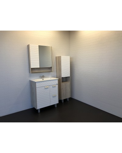 Тумба с раковиной Comforty Клеон 75Н 00-00004758 Белая Дуб дымчатый