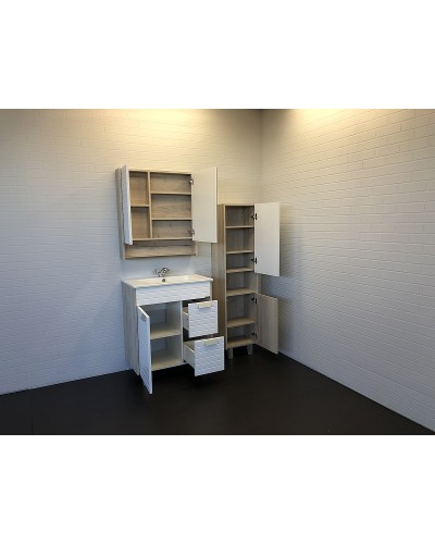 Тумба с раковиной Comforty Клеон 75Н 00-00004758 Белая Дуб дымчатый