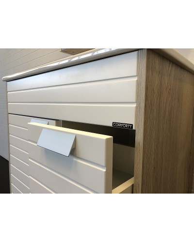 Тумба с раковиной Comforty Клеон 75Н 00-00004758 Белая Дуб дымчатый