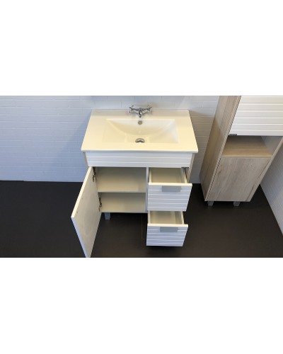 Тумба с раковиной Comforty Клеон 75Н 00-00004758 Белая Дуб дымчатый