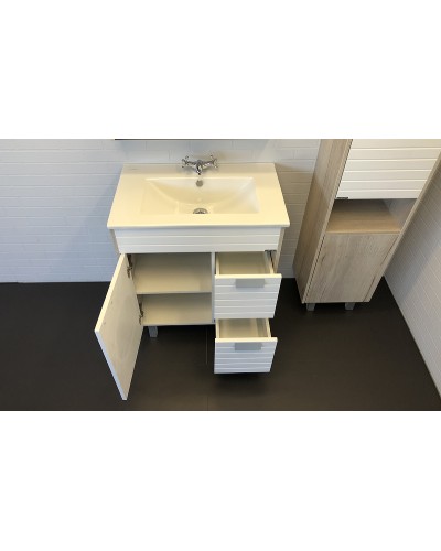 Тумба с раковиной Comforty Клеон 75Н 00-00004758 Белая Дуб дымчатый