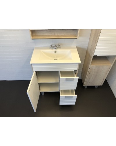 Тумба с раковиной Comforty Клеон 75Н 00-00004758 Белая Дуб дымчатый