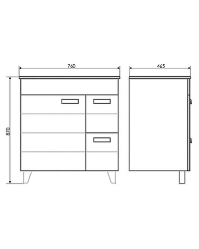 Тумба с раковиной Comforty Клеон 75Н 00-00004758 Белая Дуб дымчатый