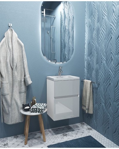 Тумба с раковиной Marka One Bumble 40П Ц0000001481 подвесная Белая