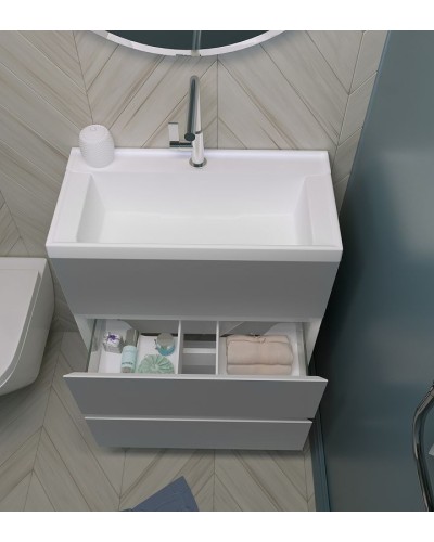 Тумба с раковиной Marka One Bumble 60H У90671 Белая