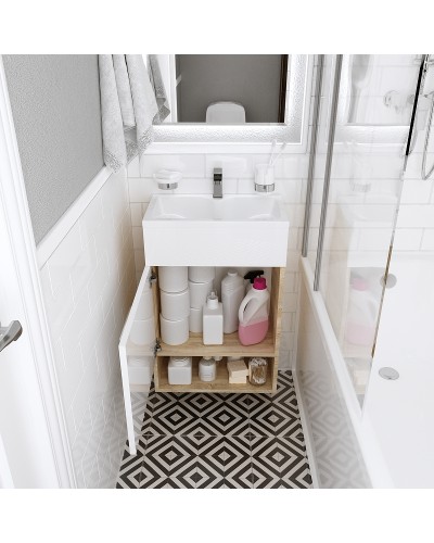 Тумба с раковиной 1MarKa July 50П У85934 подвесная Дуб сонома Белый