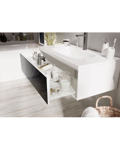 Тумба под раковину Marka One Milacco 100П У72796 подвесная Black Stone