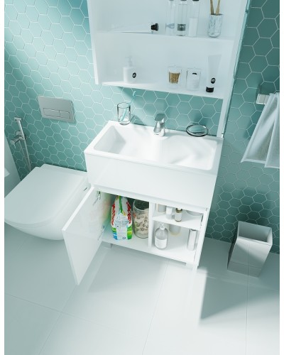 Тумба с раковиной 1MarKa Mira 60Н У83301 Белый глянец