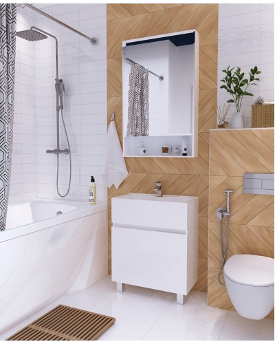 Тумба с раковиной 1MarKa Mira 60Н У83301 Белый глянец