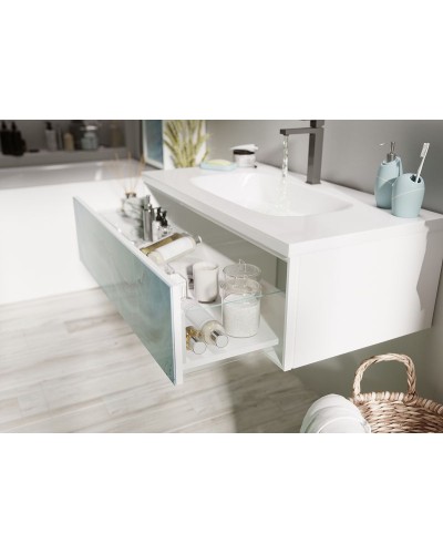 Тумба под раковину Marka One Milacco 100П У72795 подвесная Blue Marble