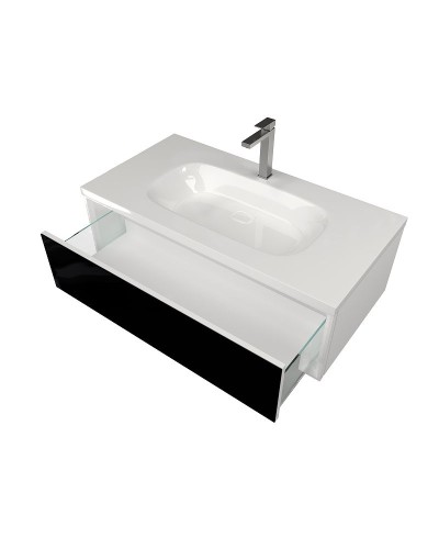 Тумба под раковину Marka One Milacco 100П У72791 подвесная Classic Black