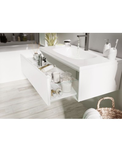 Тумба под раковину Marka One Milacco 100П У72787 подвесная Pure White