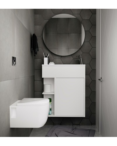 Тумба с раковиной 1MarKa Stretto 60П У94717 подвесная Белый глянец